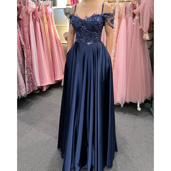 840 - QYN Anahi Navy Blue Gown