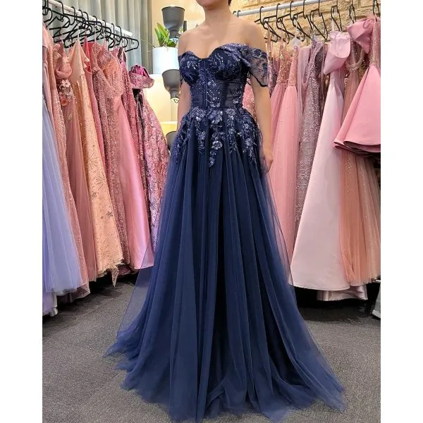 Q597 - QYN Raina Navy Blue Gown