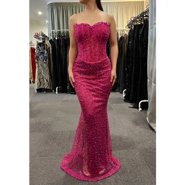 Q786 - QYN Chloe Fuchsia Gown