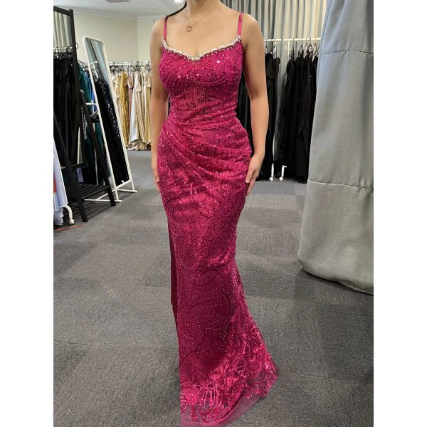 Q818 - QYN Riley Fuchsia Gown