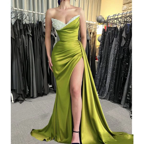 Q886 - QYN Makayla Olive Green Gown