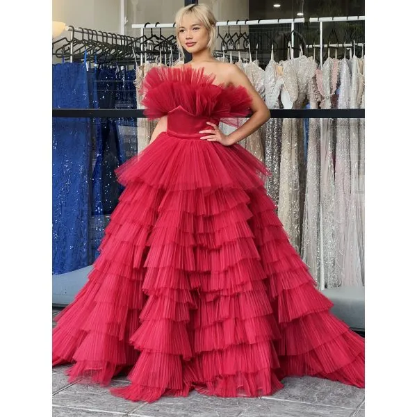 Y350 - QYN Mystic Bloom Red Gown