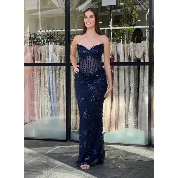 Y514 - QYN Sarah Maya Navy Blue Gown