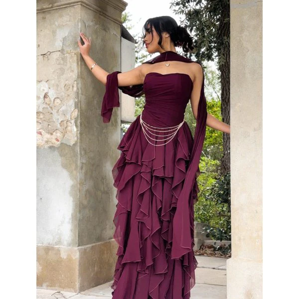 Y548 - QYN Isla-Rose Anna Burgandy Gown