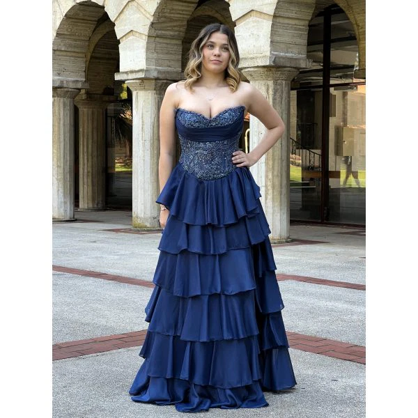 Y589 - QYN Charlotte Cora Blue Gown