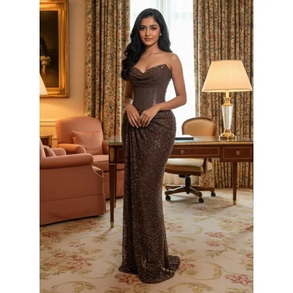 Y670 – QYN Marguerite Nola Chocolate Gown