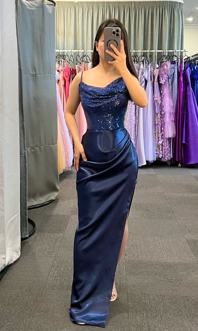 Winter Navy Blue Dress Outfit Short Sequin Homecoming Dresses Shimmering  Midnight Navy Sequin Homecoming Dress With